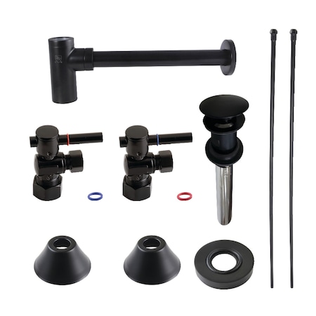 Kingston Brass Plumbing Sink Trim Kit with Bottle Trap and Overflow Drain, Matte Black CC53300DLVOKB30
